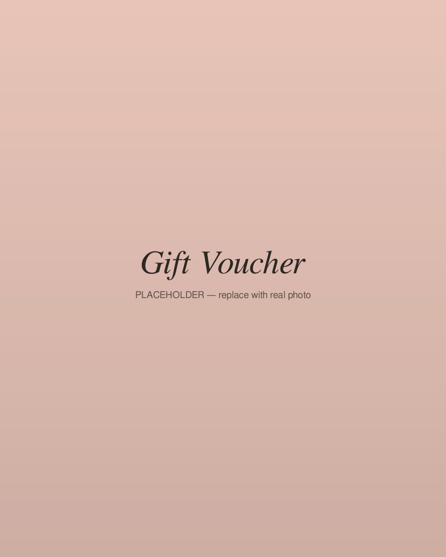 Unalome gift voucher card resting on a table setting